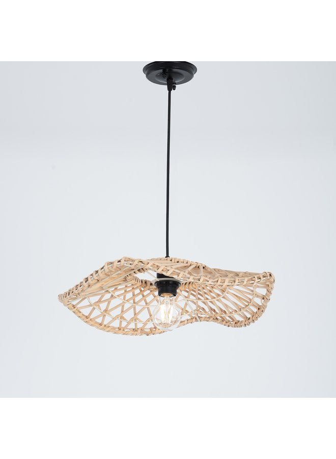 تبس هوم لمب نجفة TBS باللون بيج مصنوعة من بامبو لإضاءة المنزل والديكور - Image 3